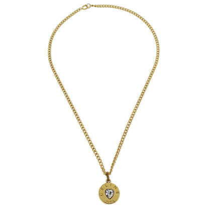 Celine Gold Chain Pendant Necklace Heart Rhinestone