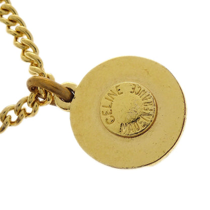 Celine Gold Chain Pendant Necklace Heart Rhinestone