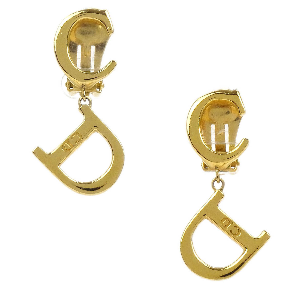 Christian Dior Earrings Clip-On Dangle Gold