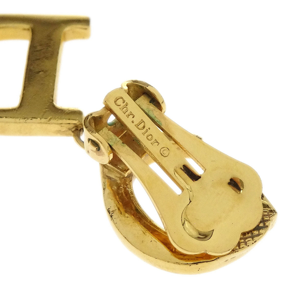 Christian Dior Earrings Clip-On Dangle Gold