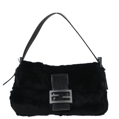 Fendi * Black Lapin Fur Baguette Handbag