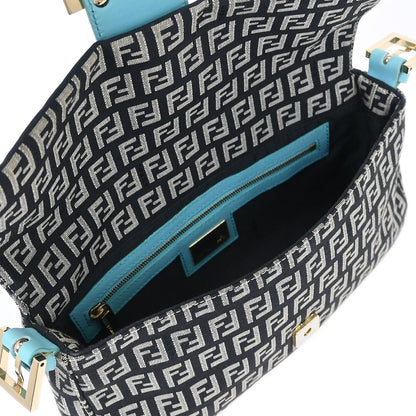 Fendi Black Zucchino Baguette Handbag