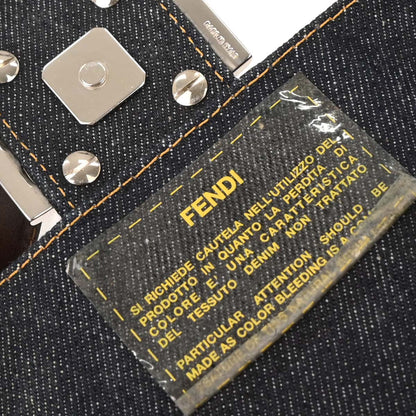 Fendi Blue Denim Beaded Baguette Handbag