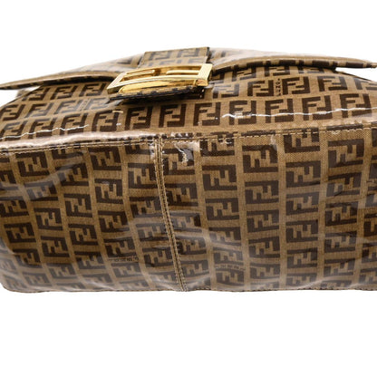 Fendi Brown PVC Zucchino Mamma Baguette Handbag