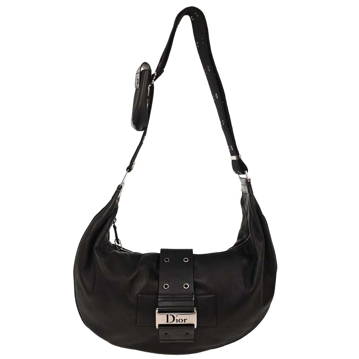 Christian Dior Black Leather Street Chic Shoulder Bag