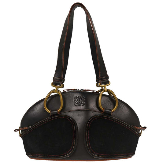 Loewe Black Leather Suede Handbag