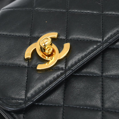 Chanel 1989-1991 Black Lambskin 2way Shoulder Handbag