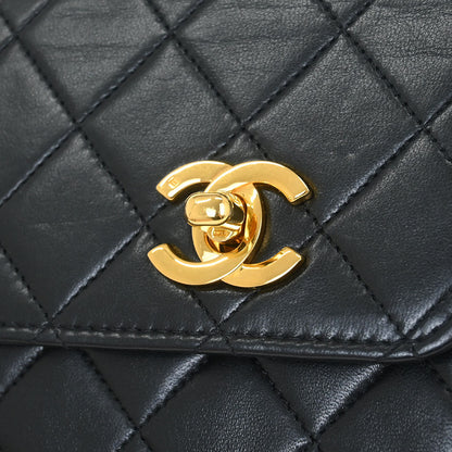 Chanel 1989-1991 Black Lambskin 2way Shoulder Handbag