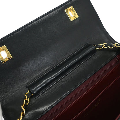 Chanel 1989-1991 Black Lambskin 2way Shoulder Handbag