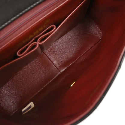 Chanel 1989-1991 Black Lambskin Classic Square Flap Shoulder Bag