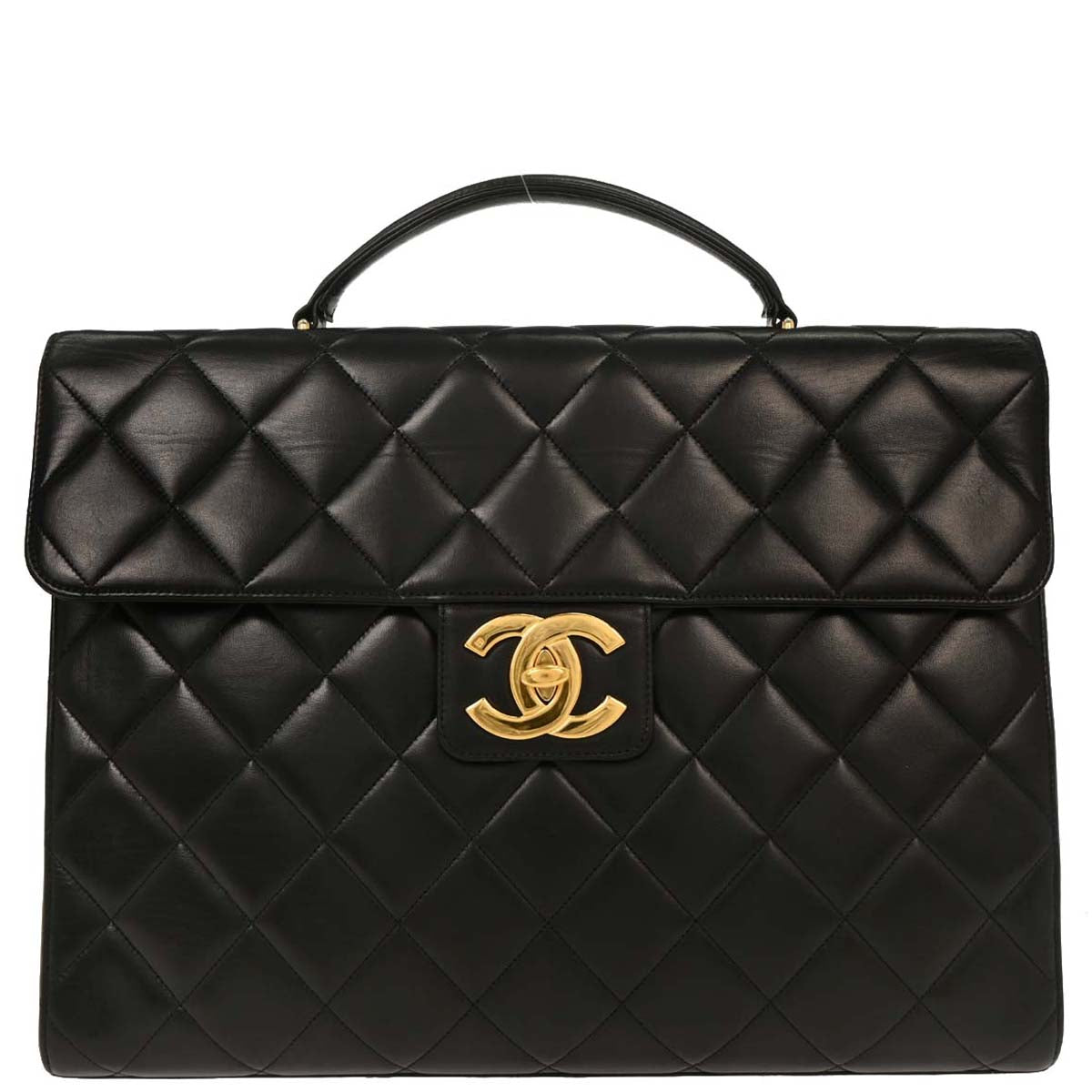 Chanel 1996-1997 Black Lambskin Business Briefcase Handbag