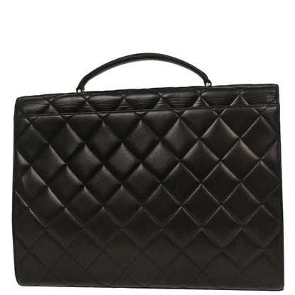 Chanel 1996-1997 Black Lambskin Business Briefcase Handbag