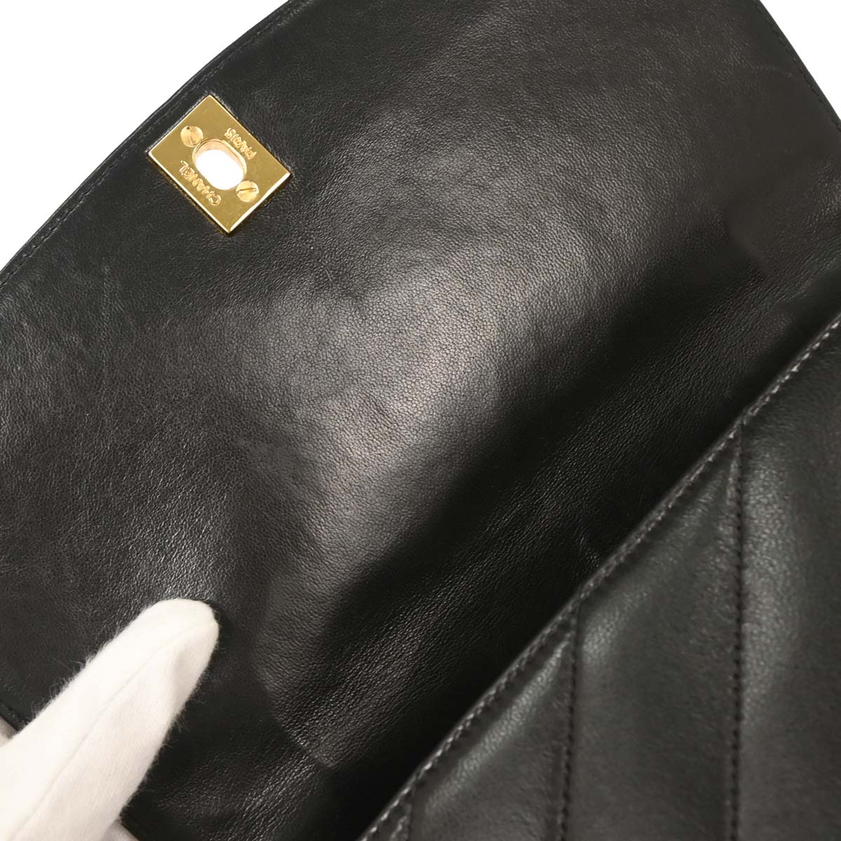 Chanel 1991-1994 Black Lambskin Kelly 2way Shoulder Handbag