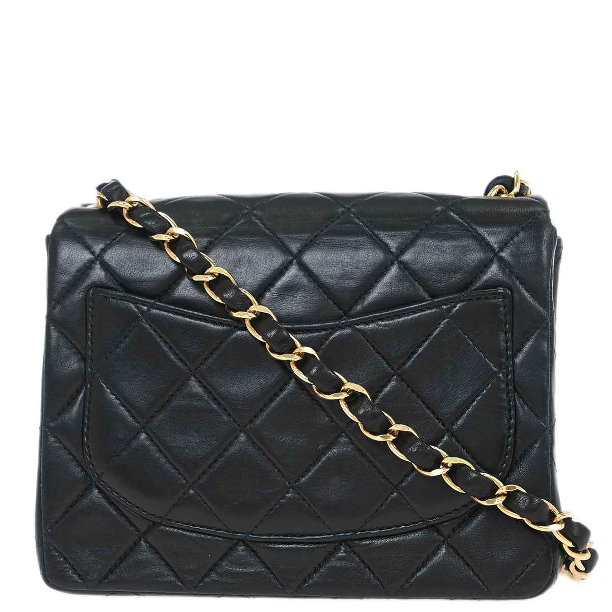 Chanel 2002-2003 Black Lambskin Mini Classic Square Flap Shoulder Bag