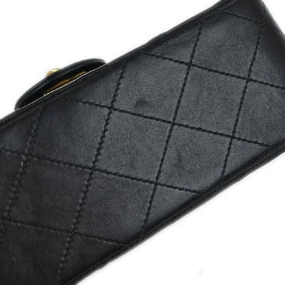 Chanel 2002-2003 Black Lambskin Mini Classic Square Flap Shoulder Bag
