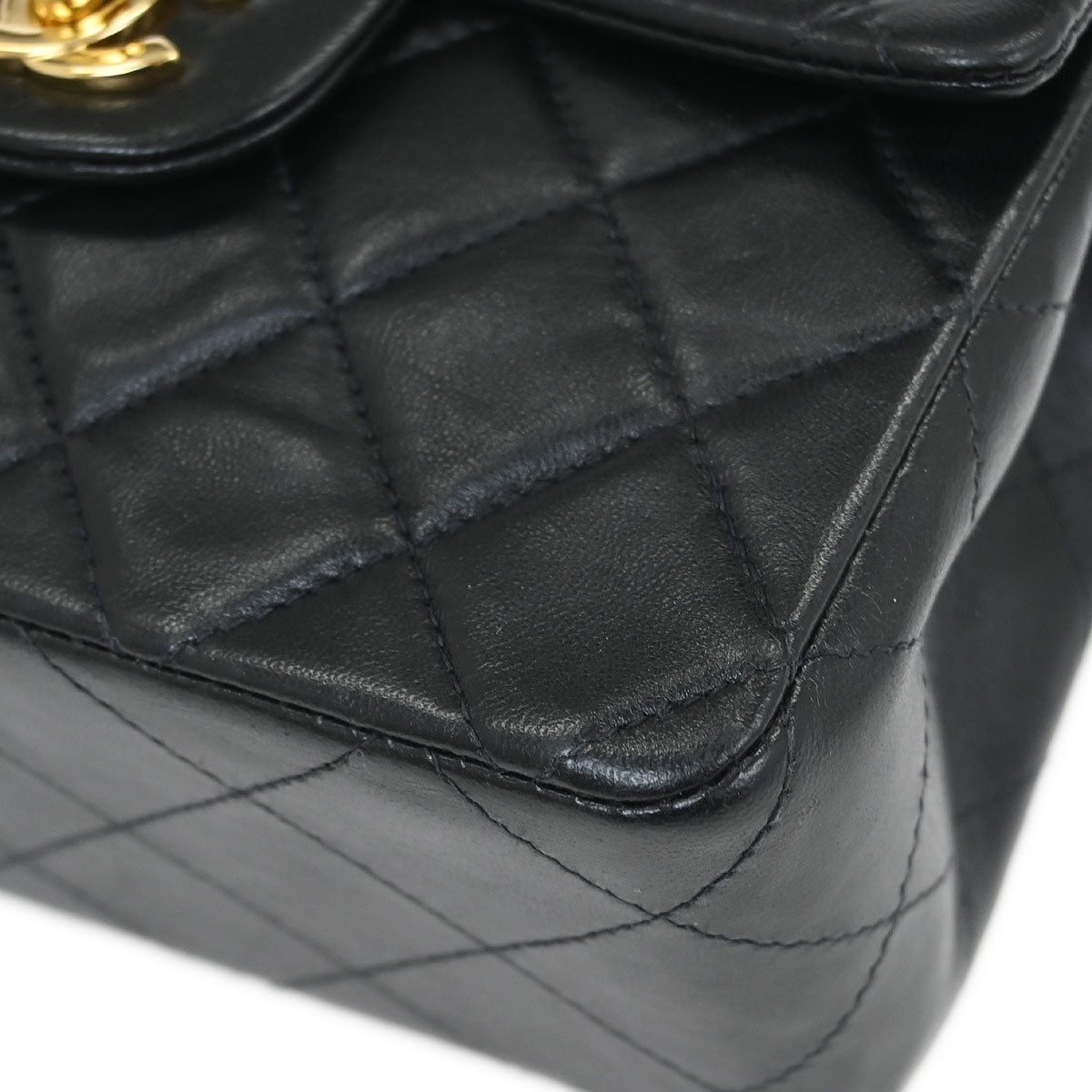 Chanel 2002-2003 Black Lambskin Mini Classic Square Flap Shoulder Bag