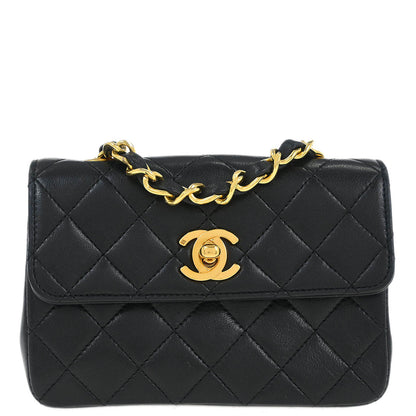 Chanel 1989-1991 Black Lambskin Shoulder Bag