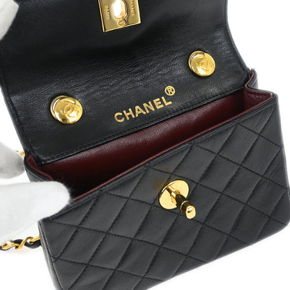 Chanel 1989-1991 Black Lambskin Shoulder Bag