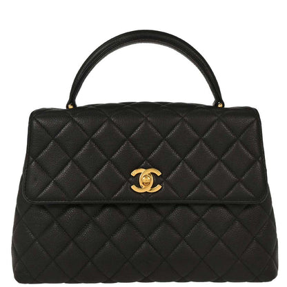 Chanel 1996-1997 Black Caviar Kelly Handbag