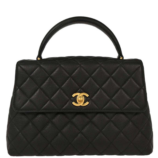 Chanel 1996-1997 Black Caviar Kelly Handbag