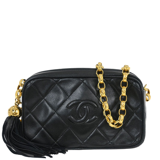 Chanel 1991-1994 Black Lambskin Camera Bag Mini