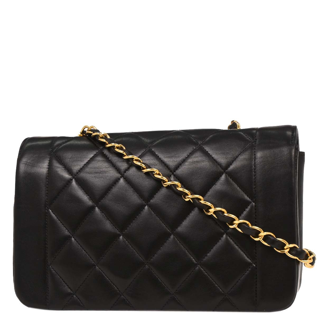 Chanel 1996-1997 Black Lambskin Small Diana Shoulder Bag