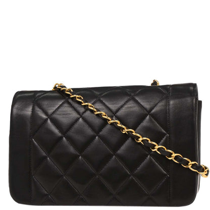 Chanel 1996-1997 Black Lambskin Small Diana Shoulder Bag