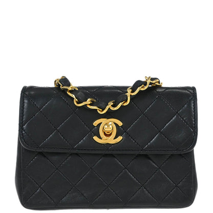 Chanel 1989-1991 Black Lambskin Shoulder Bag