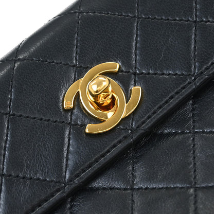 Chanel 1989-1991 Black Lambskin Shoulder Bag