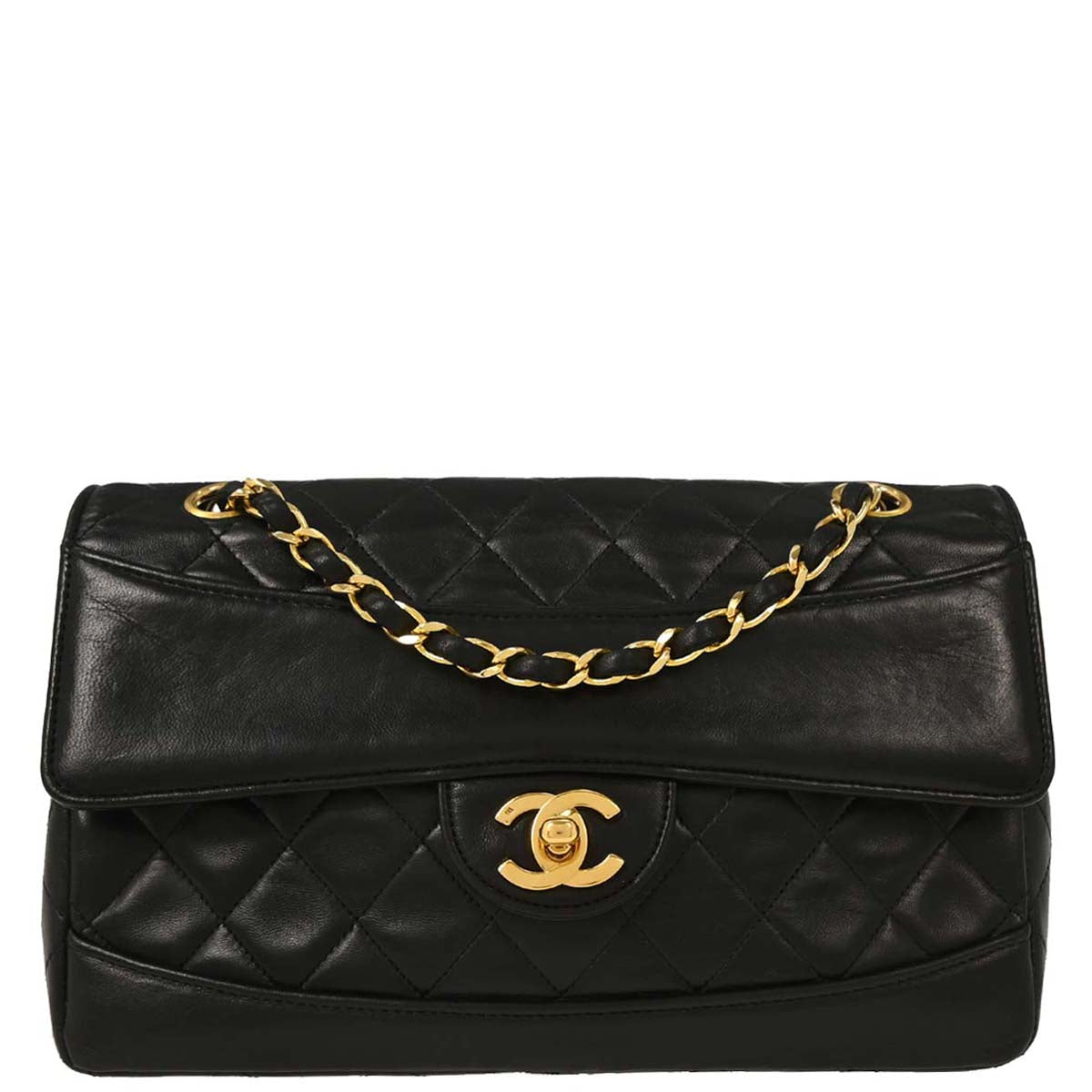 Chanel 1989-1991 Black Lambskin Shoulder Bag
