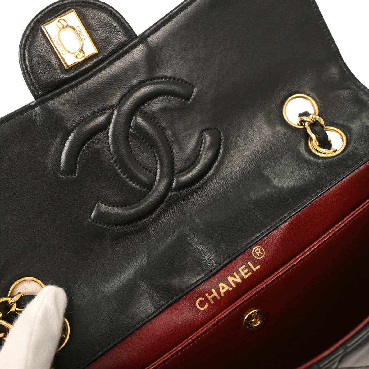 Chanel 1989-1991 Black Lambskin Shoulder Bag