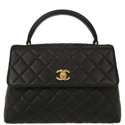 Chanel 1996-1997 Black Caviar Kelly Handbag