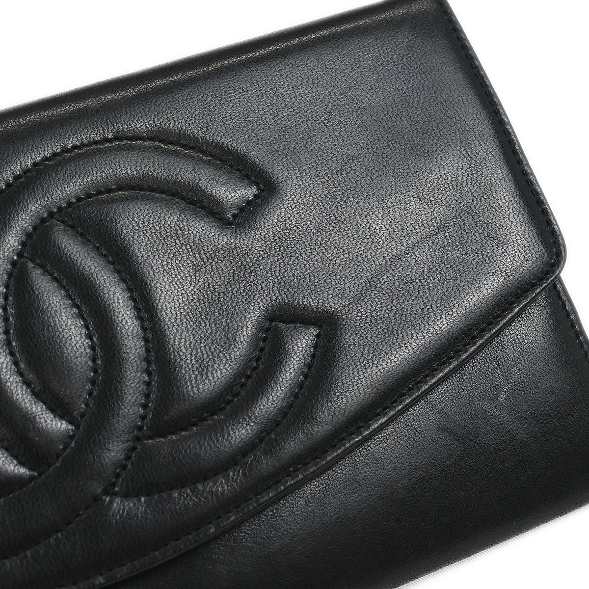 Chanel 1994-1996 Black Lambskin Long Wallet Purse