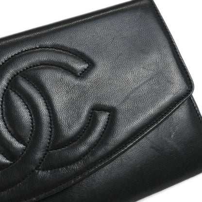 Chanel 1994-1996 Black Lambskin Long Wallet Purse