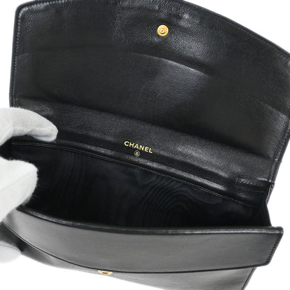 Chanel 1994-1996 Black Lambskin Long Wallet Purse