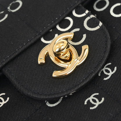 Chanel 2000-2002 Black Canvas COCO East West Choco Bar Shoulder Bag