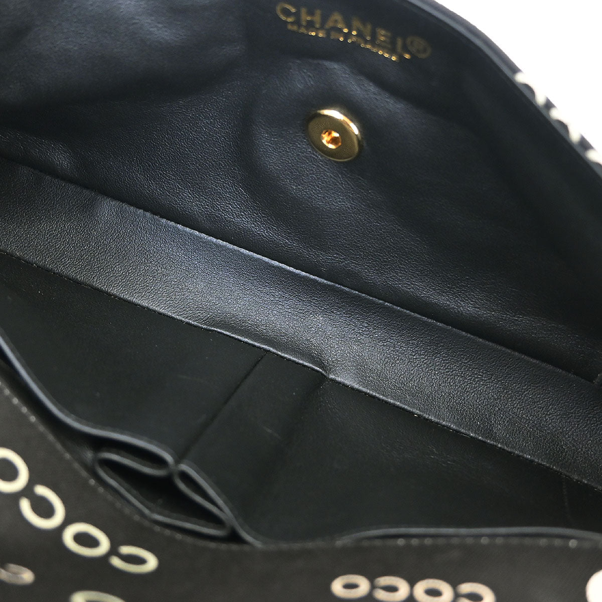 Chanel 2000-2002 Black Canvas COCO East West Choco Bar Shoulder Bag