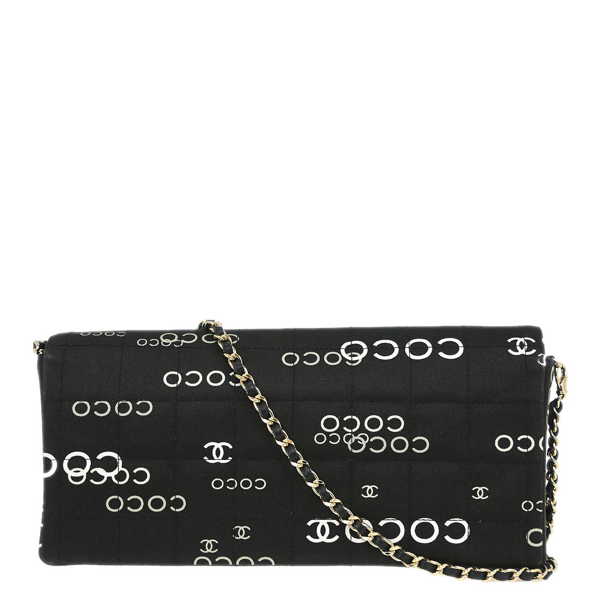 Chanel 2000-2002 Black Canvas COCO East West Choco Bar Shoulder Bag