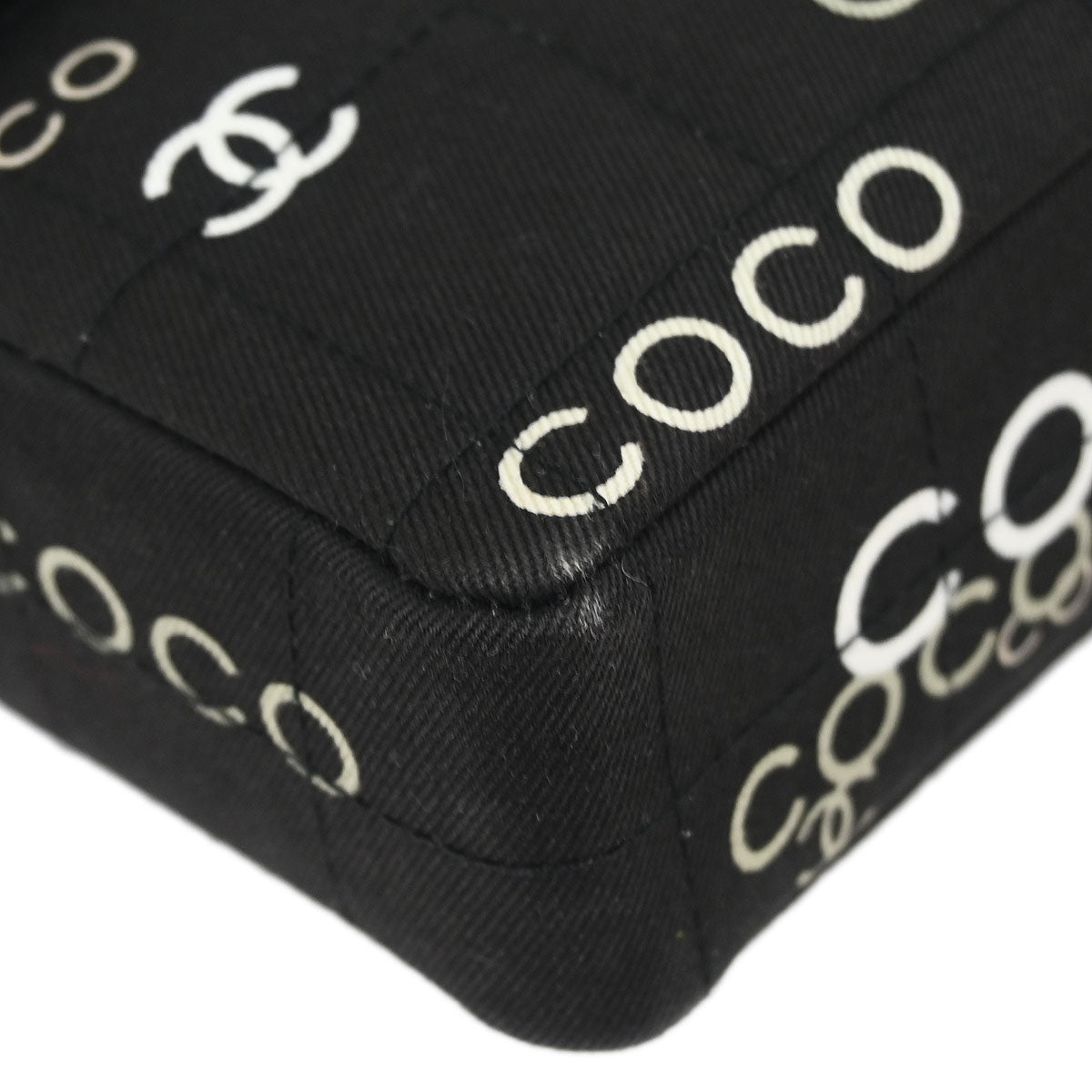 Chanel 2000-2002 Black Canvas COCO East West Choco Bar Shoulder Bag