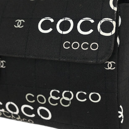Chanel 2000-2002 Black Canvas COCO East West Choco Bar Shoulder Bag