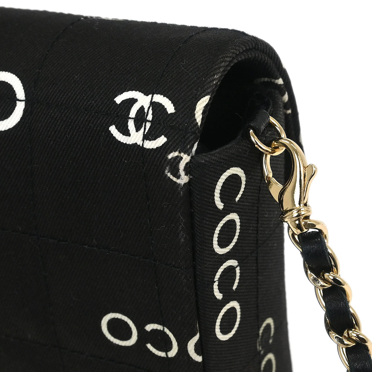 Chanel 2000-2002 Black Canvas COCO East West Choco Bar Shoulder Bag