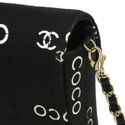 Chanel 2000-2002 Black Canvas COCO East West Choco Bar Shoulder Bag