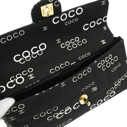 Chanel 2000-2002 Black Canvas COCO East West Choco Bar Shoulder Bag