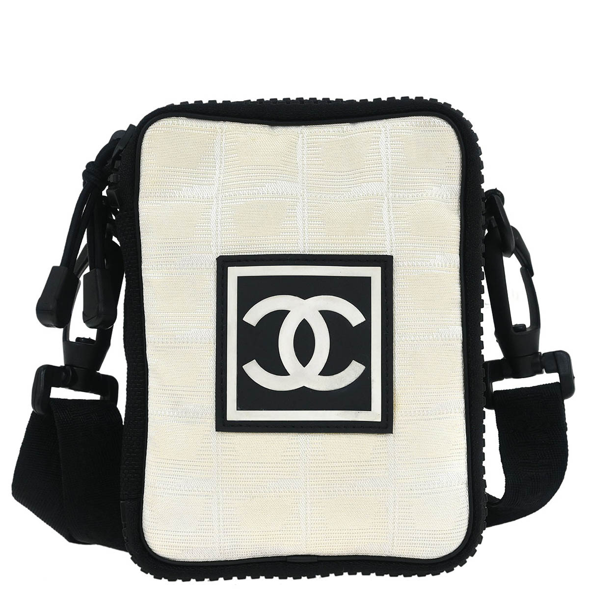 Chanel 2003-2004 White Nylon Travel Line Shoulder Bag