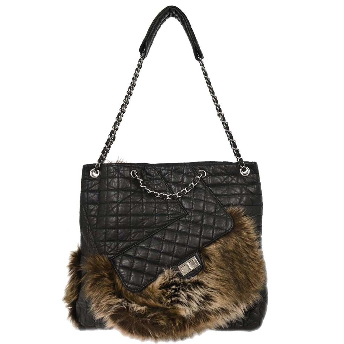 Chanel 2009-2010 Black Calfskin Mademoiselle Lock Shoulder Bag