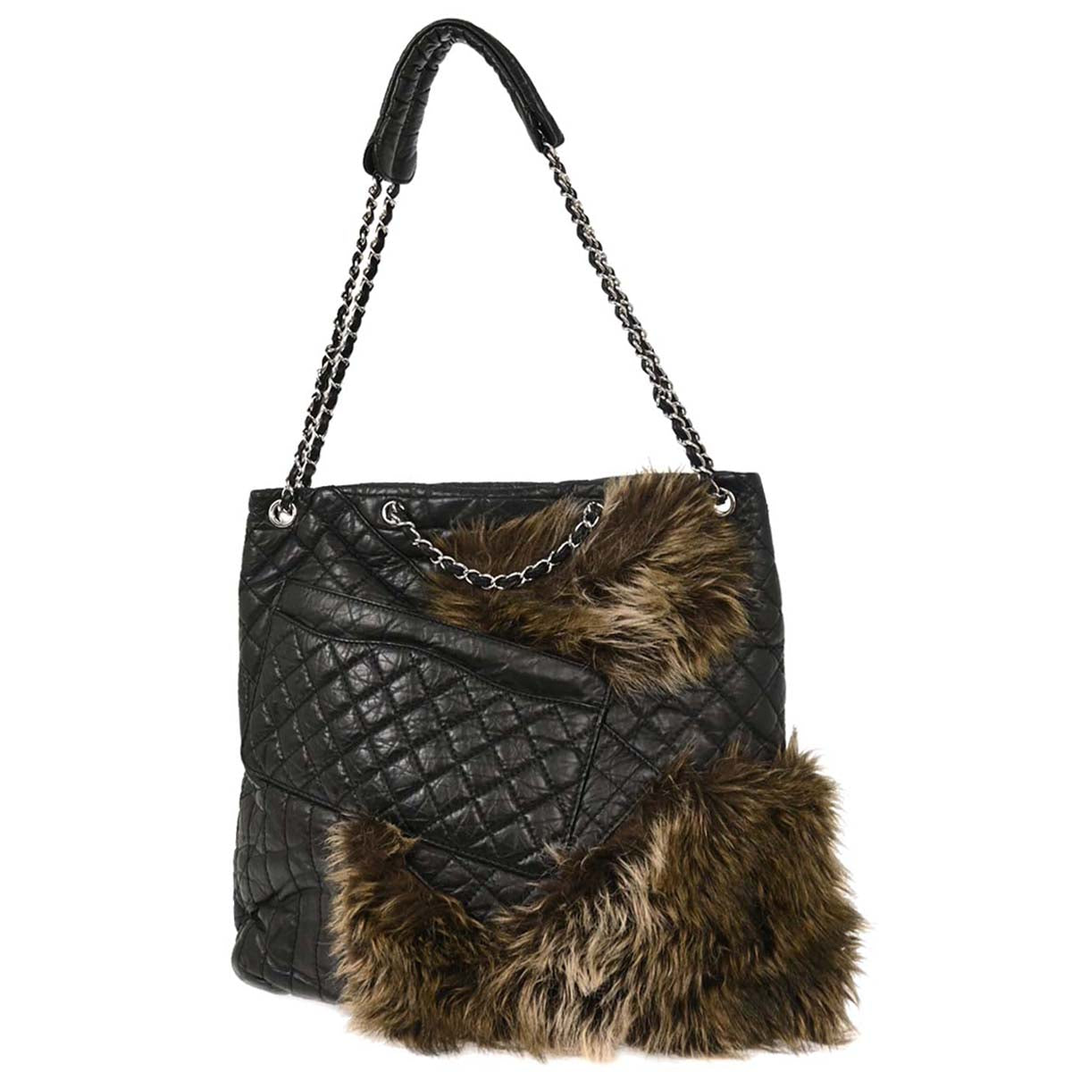 Chanel 2009-2010 Black Calfskin Mademoiselle Lock Shoulder Bag