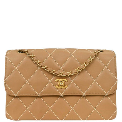 Chanel 2003-2004 Beige Calfskin Shoulder Bag