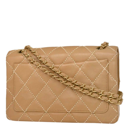 Chanel 2003-2004 Beige Calfskin Shoulder Bag
