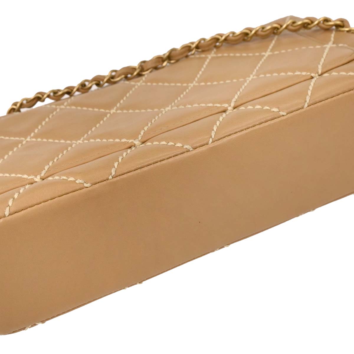 Chanel 2003-2004 Beige Calfskin Shoulder Bag