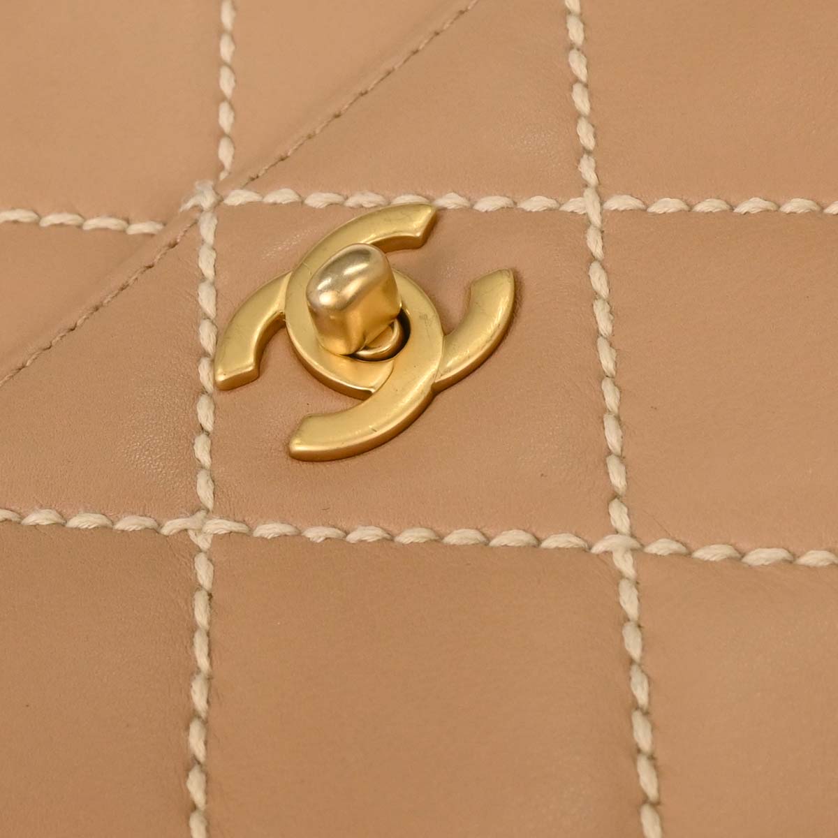 Chanel 2003-2004 Beige Calfskin Shoulder Bag